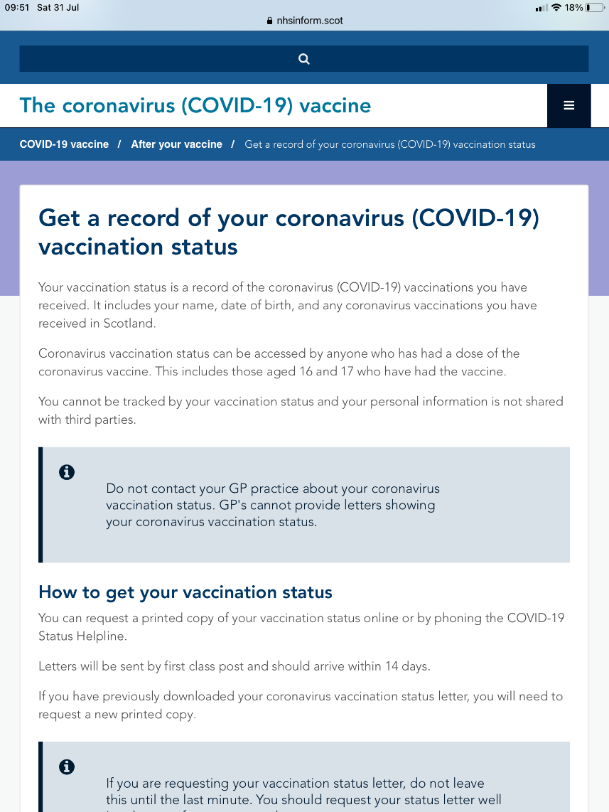 nhs travel vaccination record